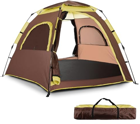 Sportzelt Pop-Up-Unterstand 4-5 Personen Campingzelt Automatisches Doppellagiges Schnellöffnungszelt Atmungsaktiv und regenfest für Outdoor-Camping Wandern Rucksackreisen Strand