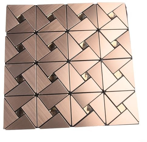 Mosaic 3D Vinyl Wall Tile Stickers Transfers Self-Sticky Waterproof Splashback Sticky Tile Decals Backsplash Wall Tile for Kitchen Bathroom Wall(Copper Color)