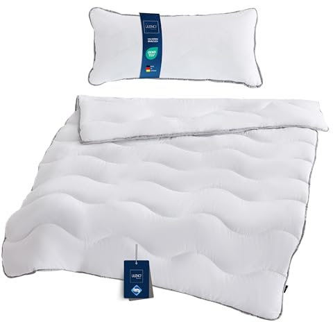 LILENO HOME Premium Ganzjahresdecke 135x200 cm + Kissen 40x80 cm [1er Set] mit Sanitized Hypoallergen - weiche Bettdecke 135x200 cm + Kissen 40x80 cm - für Sommer u. Winter - waschbar bis 95°C