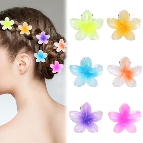 MUNSKT 6 PCS Pince Cheveux Fleur Clips pour Moyennement épais Style Hawaïen à Forte Tenue pour les Femmes Filles