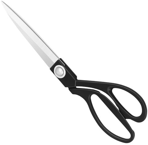 KUONIIY Nähschere-Professionelle Edelstahl Schneiderschere Schere für Stoff Leder Dressmaking Schneider Künstler Studenten Dressmakers, Schwarz, 24 cm