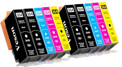 10x 364XL Druckerpatronen Kompatibel für HP 364XL Patronen für Photosmart 5520 5510 6510 6520 7510 7520, Deskjet 3520 3070A 3522, Officejet 4610 4620 4622 (4 Schwarz 2 Cyan 2 Gelb 2 Magenta)