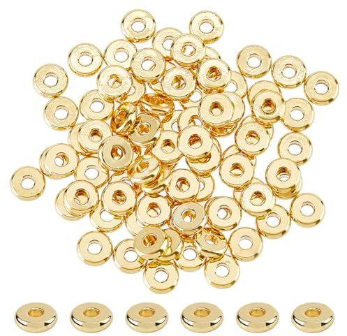 DICOSMETIC 80 Stück 18K Vergoldet Heishi Abstandsperlen Flache Runde Abstandhalterperlen 6mm Goldene Abstandhalterperlen Flache Goldene Perlen Für Die Schmuckherstellung Bohrung: 1.8mm