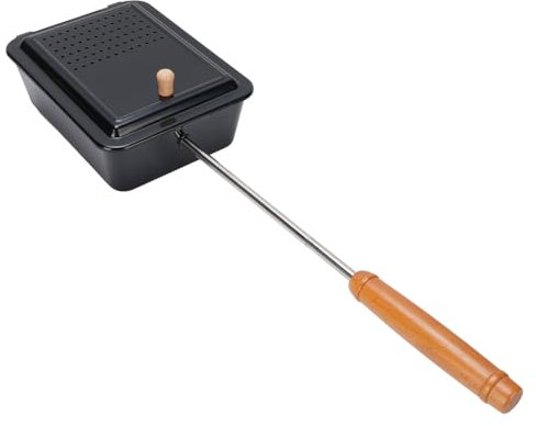 Popcornmaschine, altmodische Popcornmaschine mit Holzgriff, manuelle Popcornpfanne aus Eisen für selbstgemachtes Popcorn, tragbarer Lagerfeuer-Popcornmaker für Hinterhof, Camping