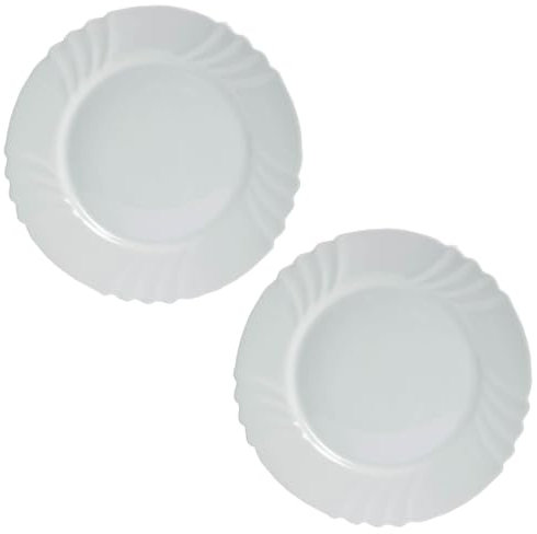 UNIQUE HOME LIVING Dinner Plates Set of 2, 10 Inches White Large Dinner Plates, Scratch Resistant Opal Glass Dinnerware Set, Dishwasher and Microwave Safe, 25.5cm Serving Plate for Main Course
