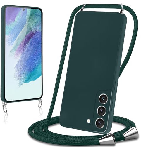 Knrlqim Coque avec Cordon pour Samsung Galaxy S21 FE 5G Collier Lanière Silicone Liquide Bumper Housse Réglable Téléphone Étui Portable Lanyard Case Cover Protection pour Samsung S21 FE 5G 6,4,Noir