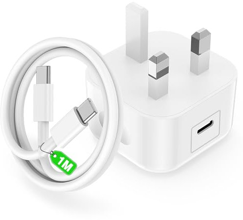 USB C Charger for iPhone 16 17 15 Pro Max,[Apple Certified] 20W Fast Charger Plug with USB C to Type C Cable 1M for iPhone 17 Air 16 15 Plus/17 16 15 Pro//iPad Pro/iPad Air,UK Wall Power Adapte-1Pack