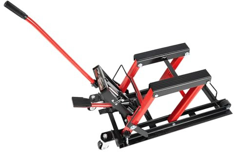 Fyssnn Motorradheber Hydraulisch, 680kg Motorradhebebühne, gummierte Trageflächen, Klapp Hebebühne Plattform, Montagebock für Motorräder, ATVs, Quads, einfache Bedienung