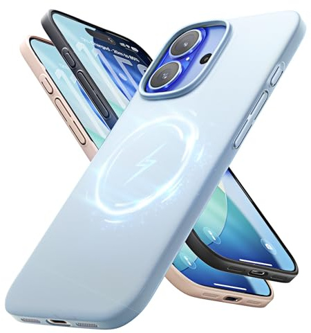 LISEN Magnetic Slim Fit for iPhone 16 Case, Ultra-Thin 16 Phone Case Compatible with MagSafe, Light Anti-Scratch Matte Hard PC 6.1 inch, Blue