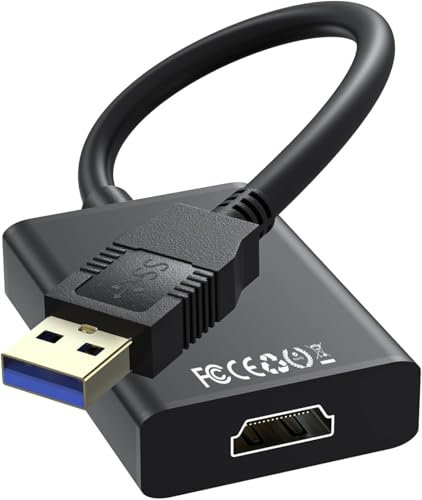 USB to HDMI Adapter, USB 3.0/2.0 to HDMI Adapter Full HD 1080P Multiple Monitors Audio Graphics Output Cable Converter for PC/ Laptop/Projector/ HDTV, Compatible with Windows XP/7/8/8.1/10/11/Android