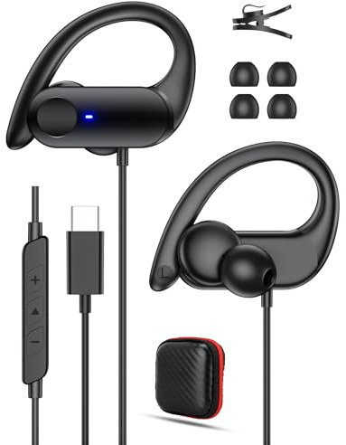 iMangoo Open Ear Kopfhörer USB C mit Kabel für iPhone 18 Pro Max 17 16e 15 | Typ C Kopfhörer Over Ear Haken Headset mit Mikrofon für Samsung A17 A57 A37 A26 S26 Ultra Pixel 10a für Frauen Kinder Männer