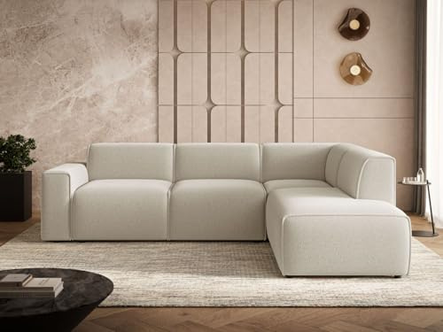 GRAINGOLD Eluno Ecksofa 292x220 cm, L-Form Sofa, Sofa für Wohnzimmer, Bouclé Stoff, 4-Sitzer Eckcouch, Modernes Design (Beige, Rechts)