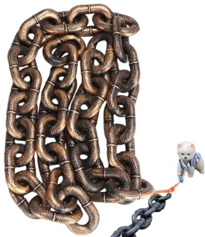 Iron Paw Chain Leash, Funny Fake Imitate Iron Giant Chain Pet Leash, Lightweight Plastic Heavy-Look, Novelty Photo Shoot for Small Puppy Dogs Cats Yorkie Papillon (Bronze,M-2m)