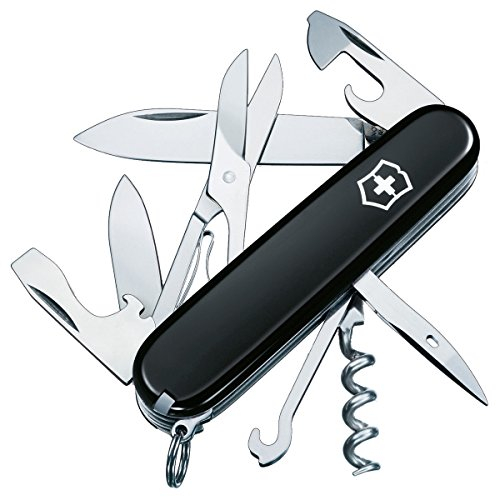 Victorinox Schweizer Taschenmesser, Climber, Multitool, Swiss Army Knife, 14 Funktionen, Klinge, Korkenzieher, Dosenöffner, Schwarz