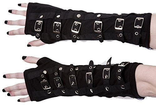 Poizen Industries Buckle Armwarmer Ladies Black Silver One Size Goth Emo Punk