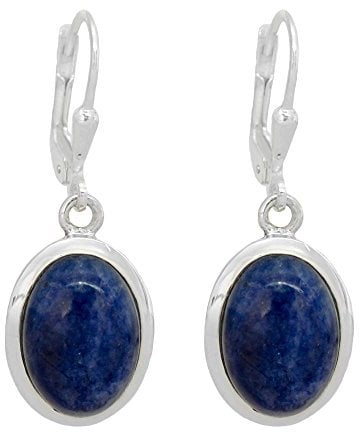 I-be, Sodalith Edelstein Ohrringe oval 925 Silber, Länge 3 cm im Geschenketui, 396412 k KB