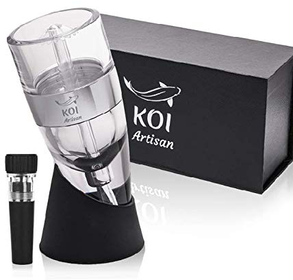 KOI ARTISAN Red Wine Pourer Set - Sediment Remover & Filter on Stand - Perfect Wine Gift