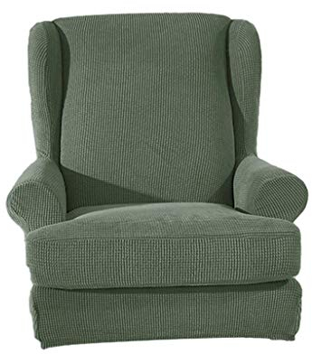 Tubayia Ohrensessel Husse Schonbezug Elastische Sofaüberwurf Bezug Überzug für Ohrensessel (Grün)