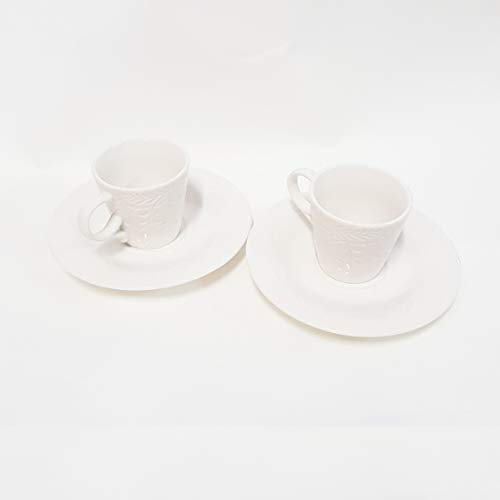 Formoso Bomboniera Set 2 tazzine in Ceramica Bianca con piattini Lavorati Wedding Art 546