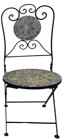FineHome Edler Mosaik Gartenstuhl klappbar Balkonstuhl Mosaikstuhl Terassenstuhl im Stern Design Bistrostuhl