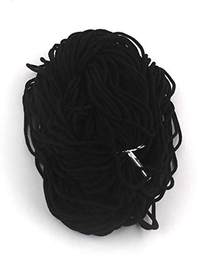 Urhome 3mm rundes Gummiband zum Nähen von DIY Schmuck Kleidung Nähzubehör | elastisches Wäschegummi Gummilitze mit hohe Elastizität | Rundgummi Schnur Schwarz in 5 Meter Länge