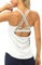 icyzone Damen Sport Yoga Tank Top mit Integriertem BH - 2 in 1 Sport Oberteile Fitness Gym Shirts (M, Weiß)