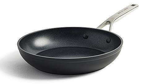 KitchenAid Forged Hardened Bratpfanne (24cm), Antihaftbeschichtet, 3-lagig aus deutscher Entwicklung, Edelstahlgriff, Induktionsgeeignet, Backofengeeignet, Schwarz
