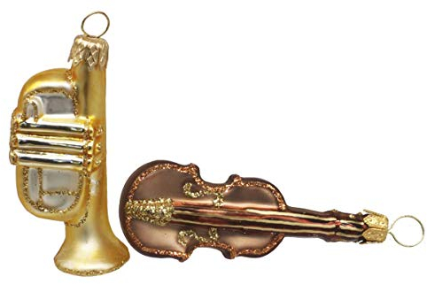 condecoro Trompete und Geige Christbaumschmuck Christbaumkugel 2er Set