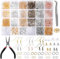 Queta 2490 Stücke Ohrringhaken Ohrringherstellung Kit mit Zange und Pinzette für die Schmuckherstellung und Ohrringreparatur, 6 Farben