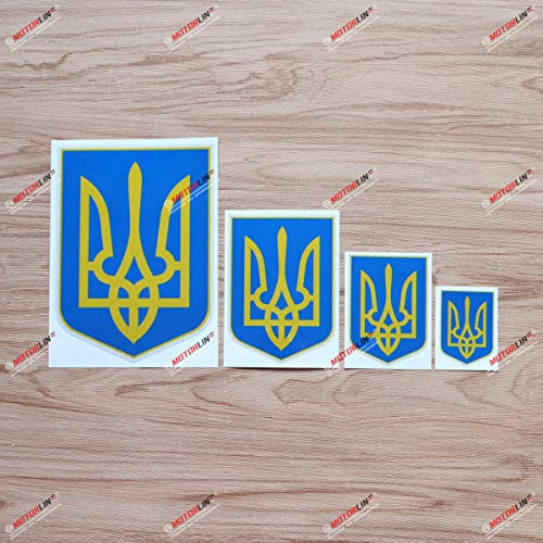 Ukrainisch Ukraine Wappen Vinyl Aufkleber Sticker - 4er Pack reflektierend, 5,1 cm, 7,6 cm, 10,2 cm, 15,2 cm - für Auto Boot Laptop Becher Telefon