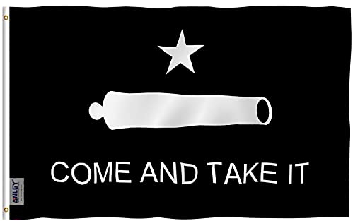 Anley Fly Breeze 3x5 Fuß Come And Take It Flag - Lebendige Farbe und Lichtschutz - Canvas Header und Doppelnähte - Gonzales Historical Flags Polyester mit Messingösen 3 X 5 Ft (Schwarz)