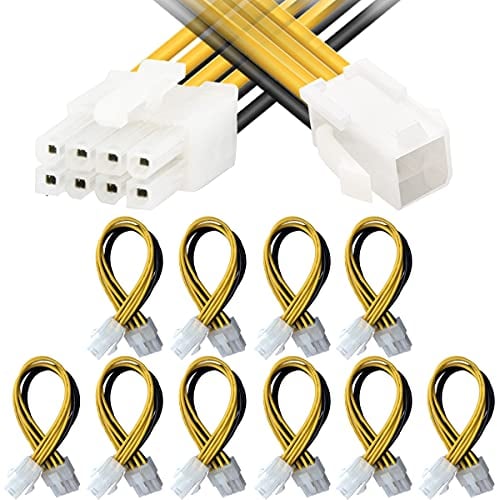 Xiatiaosann 10 Pack ATX 4 Pin to 8 Pin Power Adapter, 4 Pin Female to Motherboard CPU 8 Pin Male ATX ESP Converter Adapter Extension Cable for Power Supply with ATX 8 Pin Port 18cm 7 inch