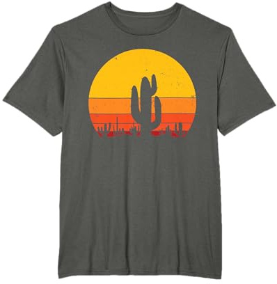 Retro Cactus Shirt Men Women Kids Sunset Cactus Maglietta