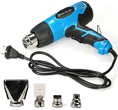 Tragbare Heißluftpistole, 2000W Heißluftpistole mit 2 Bereichen: 300℃-300L/min 600℃-500L/min, 4 Düsen, ergonomisch, Lackentferner/Abisolierer, Lack, Lösen Klebstoffe, Heimwerker/Restauration