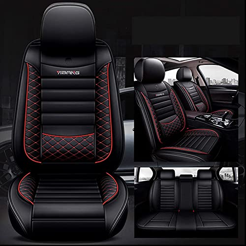 Karstry Sitzbezüge Auto Universal Set Zubehör für Seat Ibiza Ibiza Fr Ibiza S Ibiza 6J S Ibiza 6J Ibiza 6L Ibiza 6J Tuning Autositzbezüge Wasserdichtes Leder Schwarz Rot
