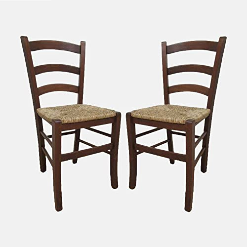 Dmora - Ensemble de 2 chaises en Bois Classiques, pour Salle à Manger, Cuisine ou Salon, Made in Italy, cm 44x45h87, Assise h cm 43, Couleur Noyer