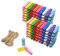 CUWELT 250PCS Colourful Mini Wooden Pegs, 3.5CM Mini Colored Wooden Clips, Wood Clothespins with 30m Jute Twine String for Decorative Photo Paper Wall DIY, Tiny Pegs for Arts & Crafts Wedding Party