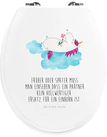 Mr. & Mrs. Panda Motiv WC Sitz Einhorn Verliebt - Geschenk, Unicorn, Toilette, Liebe, Toilettendeckel, Einhörner, Klobrille, Einhorn Deko, Klodeckel,