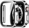 Amizee 2 Stück Hard Hülle Kompatibel mit Apple Watch Schutzhülle 40mm Series 6/5/4/SE mit Tempered Glass Displayschutz, Ultradünn Kratzfeste Schutzhülle für iWatch 40mm (Silber/Transparente)