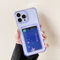 DEFBSC Case for iPhone 14 Pro Max, Transparent Back Card Holder Phone Case, Ultra Slim Soft TPU Shockproof Clear Case with Card Slot for Back of Phone - Purple