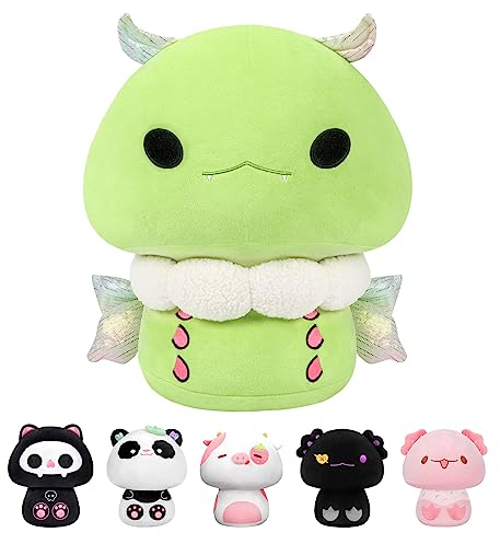 Mewaii 20CM Weiche Seidenmotte Pilz Gefüllte Tier Plüsch Kissen Squishy Spielzeug für Grün