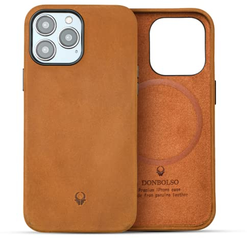 DONBOLSO Kompatibel mit iPhone 13 Pro Max Ledertasche - Slim Fit-Präzisionsgefertigte Premium-Telefonhülle - Anti-Rutsch - Schützt Ihr Telefon mit Anti-Kratz-Mikrofaser-Futter - Vintage Brown