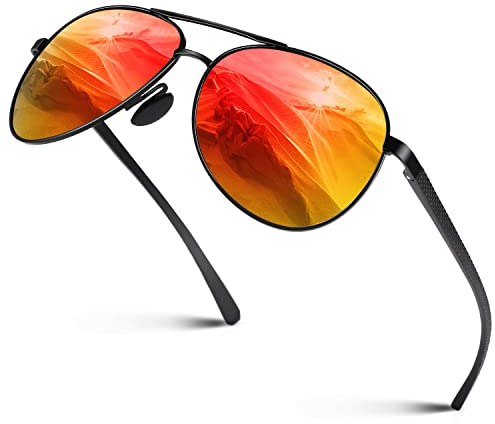 CGID Sonnenbrille Herren Pilotenbrille Prämie Al-Mg Metall Rahmen Polarisiert Fliegerbrille UV400 Schutz CAT3 CE Fahren Angeln