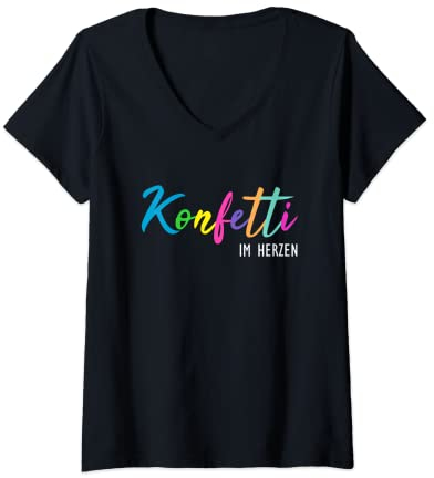 Damen Konfetti im Herzen T-Shirt mit V-Ausschnitt