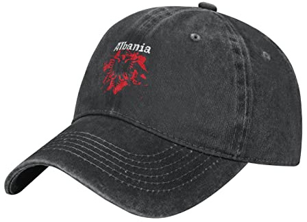 BAAROO Albanien Flagge Albanisch (34) Baseball Cap Herren Schwarz Vintage Baumwolle Gewaschen Denim Hut Verstellbare Erwachsene Unisex Caps, #1889, M/Einheitsgröße