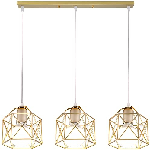 PETITES ECREVISSES Lampara Techo Colgante 3 luces Vintage Lámpara Colgante Industrial 16cm Diseño de Hexágono de Hierro Iluminación de Techo de Interior Lámpara para Cocina Comedor Dormitorio