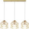 PETITES ECREVISSES Suspension Luminaire Industrielle 3 Lampes Vintage E27 Lustre Abat-jour en Métal Design pour Salon Chambre Cuisine (Doré - avec une barre)