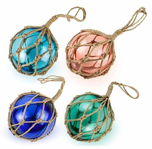Dekorative Bunt-Glaskugel (12,7cm) 4er Set Maritim Küste Strand festlich Schmuck