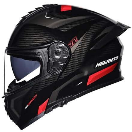 Motorradhelm Modularer Klapphelm mit Doppelter Sonnenblende, Unisex Integralhelm ECE Zulassung, Scooter Motocross für Erwachsene Männer Frauen F,M