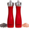 ORNA Lot de 2 moulins à poivre et sel en bois - Rechargeables - Réglables - Mousses à épices manuelles dans un coffret cadeau - 21,5 cm - Rouge